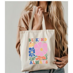 Tote Bag Citation Motivation Florale Boho Retro -Soyez touj