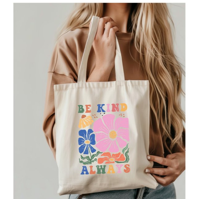 Tote Bag Citation Motivation Florale Boho Retro -Soyez touj (Créateur téléchargé)