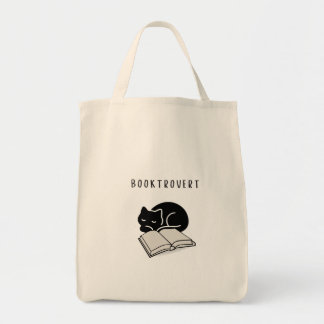 Tote Bag Citation personnalisée Chat noir Booktrovert Minim
