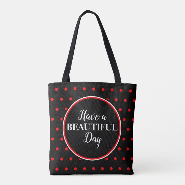 Tote Bag Citation Pois rouge noir Monogramme (Dos)