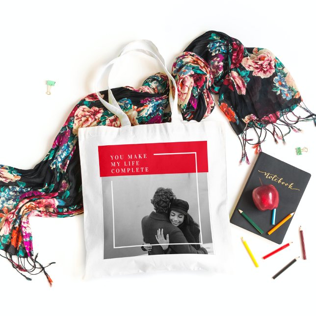 Tote Bag Citation romantique et photo | Cadeau Valentines (Créateur téléchargé)