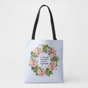 Tote Bag Citation Serene de couronne rose fleurie inspirée 