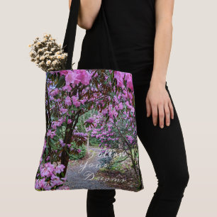 Tote Bag Citation Suivez Vos Rêves Chemin Floral de Jardin