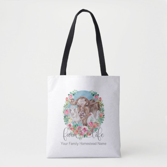 Tote Bag Citation sur la vie agricole Famille Homestead Pou (Devant)