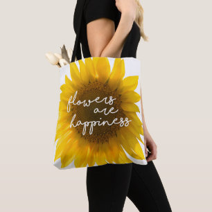 Tote Bag Citation tournesol "les fleurs sont le bonheur"