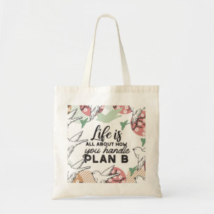 Tote Bag Citations de vie et Motif de la nature géométrique