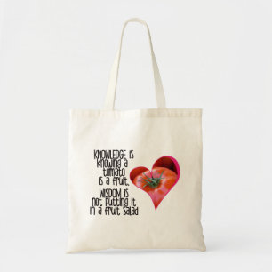 Tote Bag Citations en forme de coeur de tomate rouge
