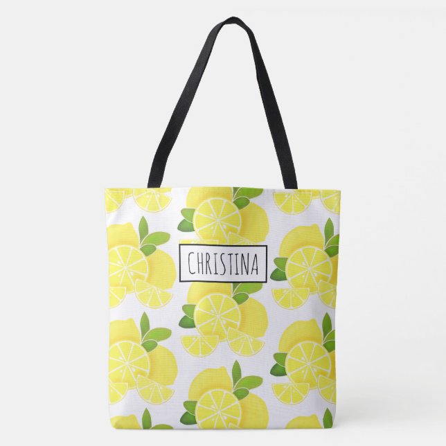 Tote Bag Citron citron tranches de citron fruits tropicaux  (Devant)