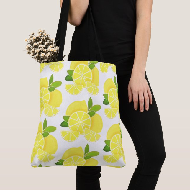 Tote Bag Citron citron tranches de citron fruits tropicaux  (De près)
