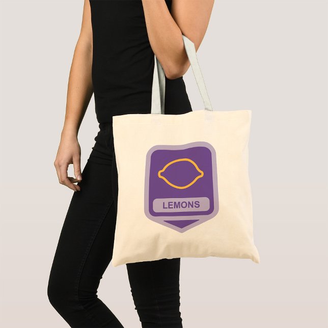 Tote Bag Citron - Outline Fruit pourpre et jaune (Créateur téléchargé)