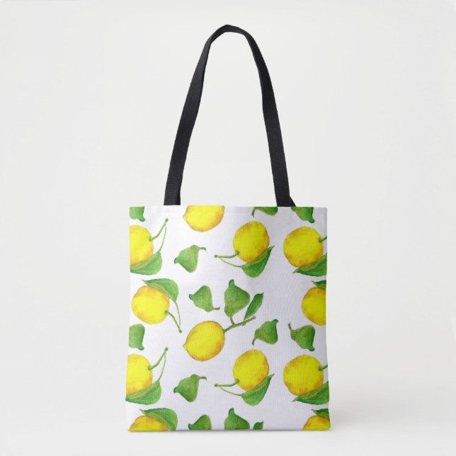 Tote Bag Citrons Aquarelle Fruit Citrus Jaune (Devant)