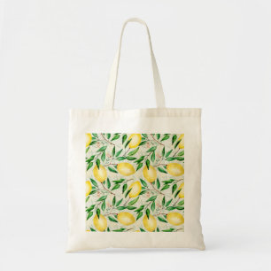Tote Bag citrons aquarelle, motif de fruits sans soudure.
