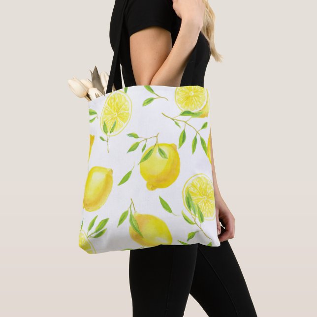 Tote Bag Citrons et feuilles (De près)