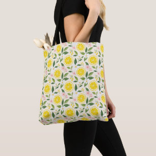 Tote Bag Citrons et fleurs jaunes d'été lumineux