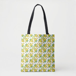 Tote Bag Citrons et Limes avec Feuilles Vertes Jaune et Ver
