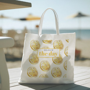 Tote Bag Citrons Jaunes Modernes Motif & Squeeze La Journée
