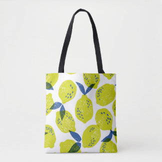 Tote Bag Citrons juteux : motif vintage sans soudure.