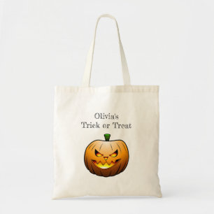 Tote Bag Citrouille avec flamme allumée