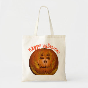 Tote Bag Citrouille, crâne flamboyant