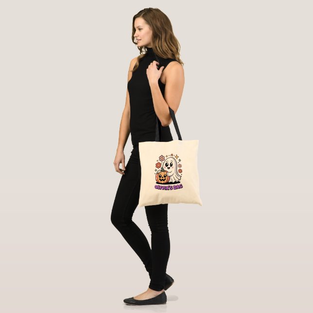 Tote Bag Citrouille d'accrochage de Ghost Retro Cute Hallow (Devant (modèle))