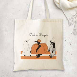 Tote Bag Citrouille de dessin mignon Penguin Drôle Hallowee
