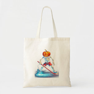 Tote Bag Citrouille de hockey squelette de hockey sur glace