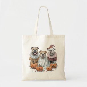 Tote Bag Citrouille des Bulldogs anglais d'Halloween