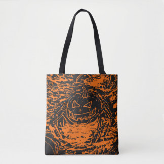 Tote Bag Citrouille d'Halloween Araignée Orange Dessin au T