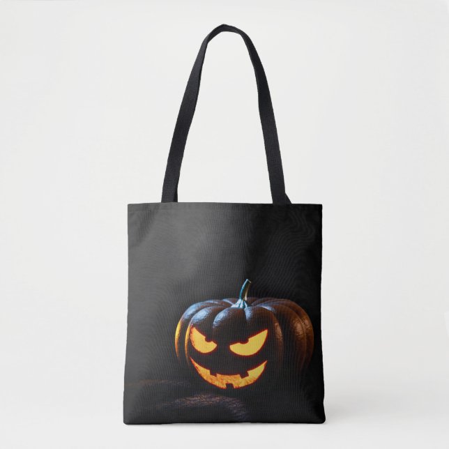 Tote Bag Citrouille d'Halloween Jack-O-Lantern Éffrayant (Devant)