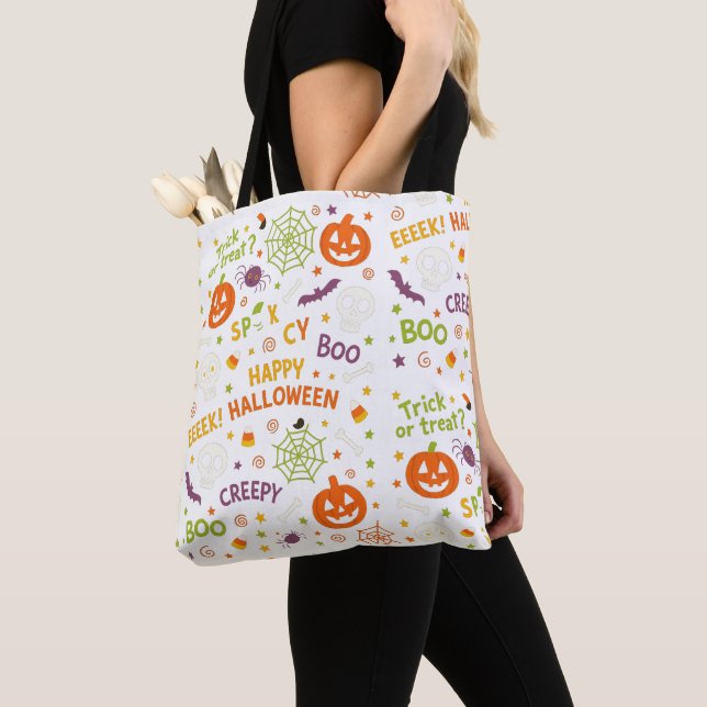 Tote Bag Citrouille éffrayant et amusant - Motif Halloween  (De près)