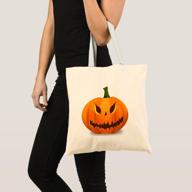 Tote Bag Citrouille effrayant Jack O'Lantern (Devant (produit))