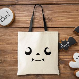 Tote Bag Citrouille Kawaii Jack "O' Lantern Visage aux Croc