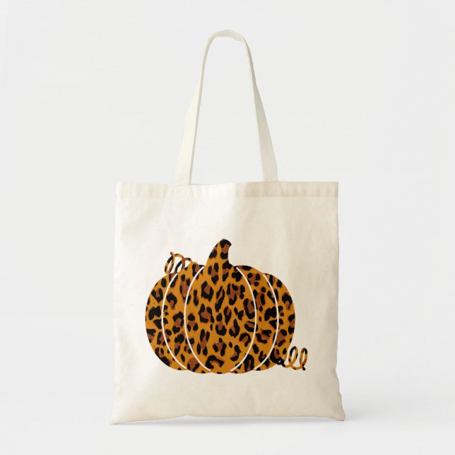 Tote Bag Citrouille léopard / saison automnale (Devant)