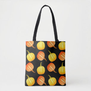 Tote Bag Citrouille orange ronde et jaune. Col aquatique sa