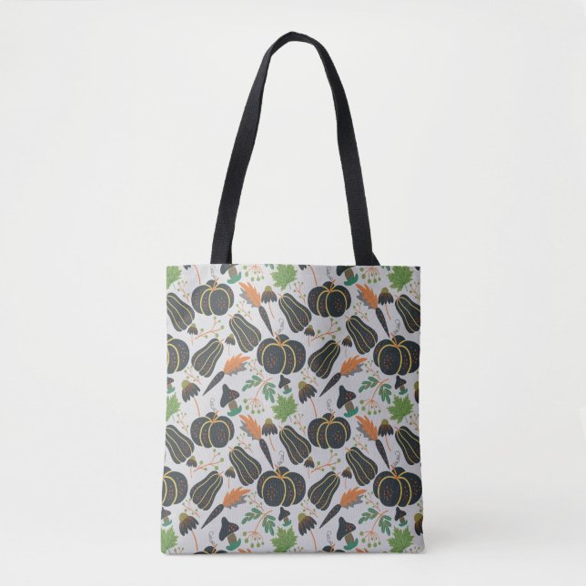 Tote Bag Citrouille sans soudure carotte motif noir et blan (Devant)