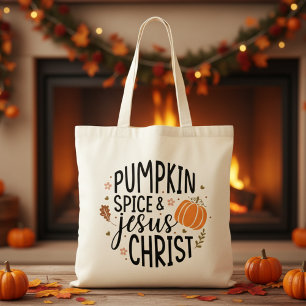 Tote Bag Citrouille Spice et Jésus Christ