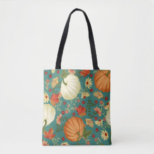 Tote Bag Citrouilles d'automne avec motif arrière - plan tu