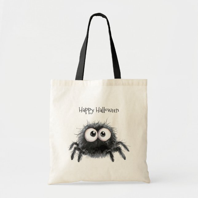 Tote Bag Citrouilles de pompe à araignée noire mignonne Hal (Devant)