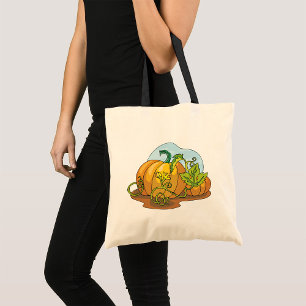 Tote Bag Citrouilles et feuilles d'automne rustiques