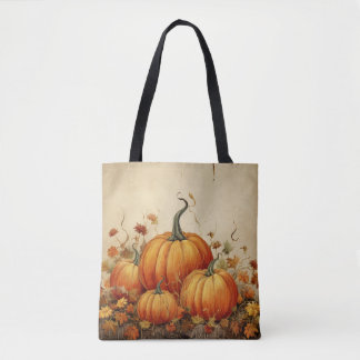 Tote Bag Citrouilles oranges Automne rustique