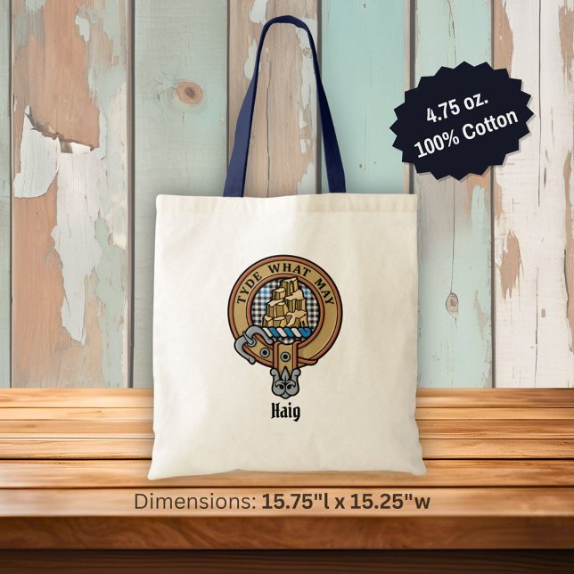 Tote Bag Clan Haig Crest over Check Tartan (Créateur téléchargé)