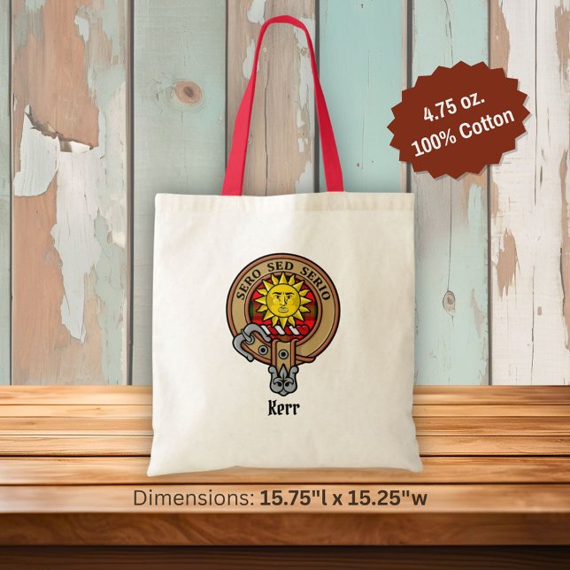 Tote Bag Clan Kerr Crest sur Tartan (Créateur téléchargé)