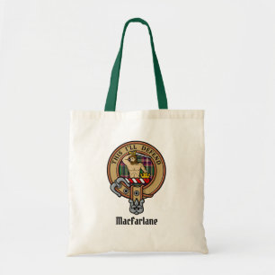Tote Bag Clan MacFarlane Crest sur Tartan de chasse moderne