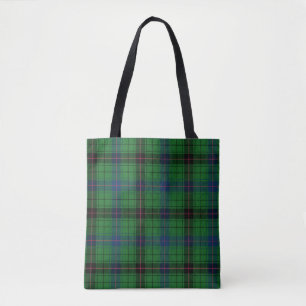 Tote Bag Clan Plaid Davidson Tartan noir vert chèque