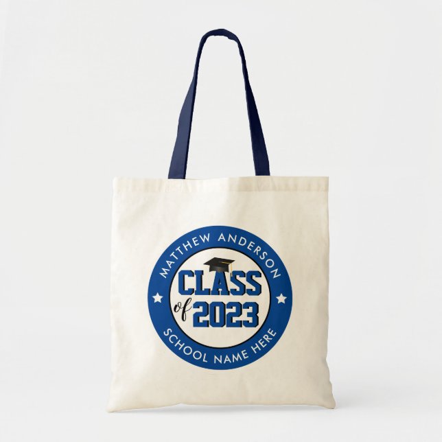 Tote Bag Classe de 2023 Elegant Blue Graduate Graduation (Devant)