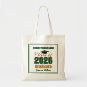 Tote Bag Classe d'or vert 2026 Personnalisé pour la remise 