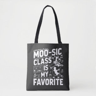 Tote Bag Classe Moo-sic est ma Favorite Funny Moo Cow Schoo