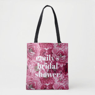 Tote Bag Classic Pink Peonies Clusters Fête des mariées per