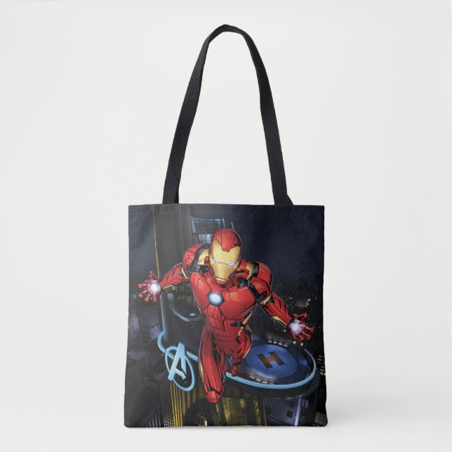 Tote Bag Classique Avengers | Iron Man Flying Forward (Devant)