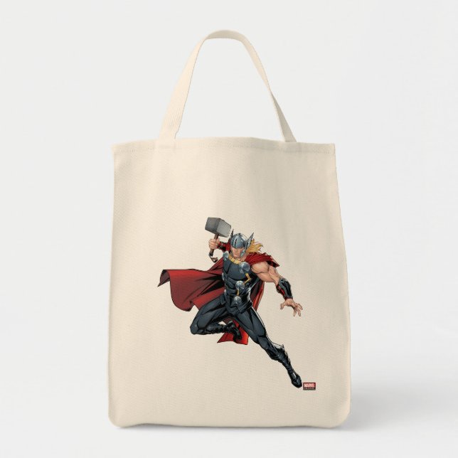 Tote Bag Classique Avengers | Thor Leaping Avec Mjolnir (Devant)